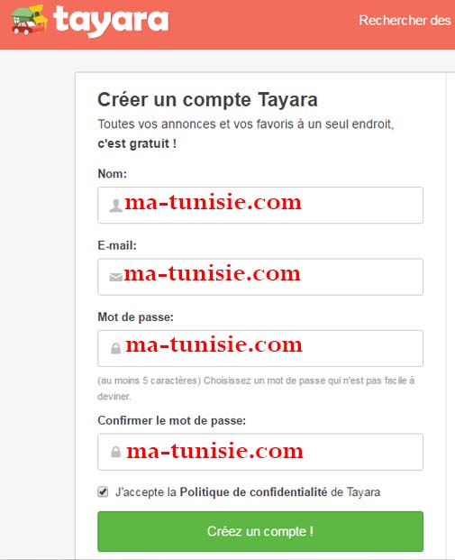 connexion sur tayara annonce tunisie