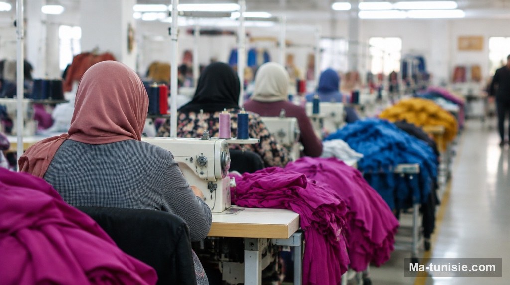 Atelier de confection textile en Tunisie, salariés concernés par la loi sur les CDD