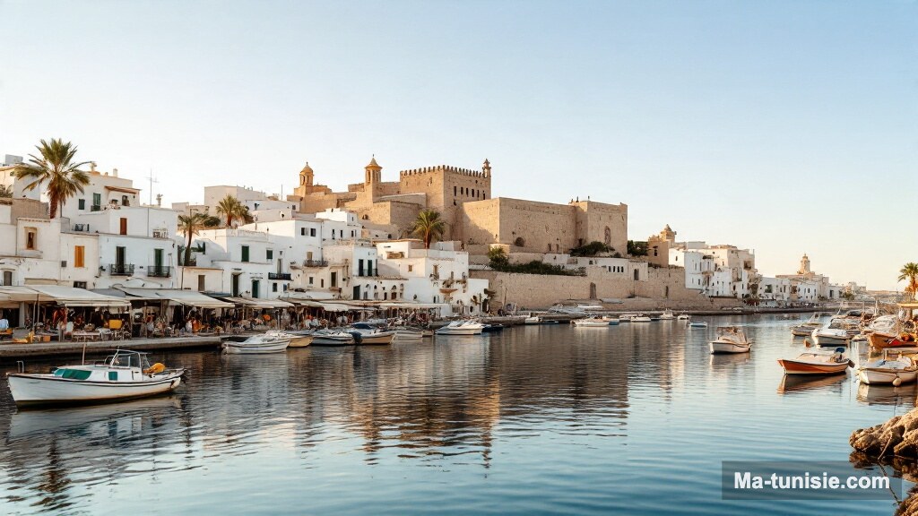 Illustration : vieux port d'une ville côtière tunisienne évoquant Bizerte, au cœur de la crise de juillet 1961